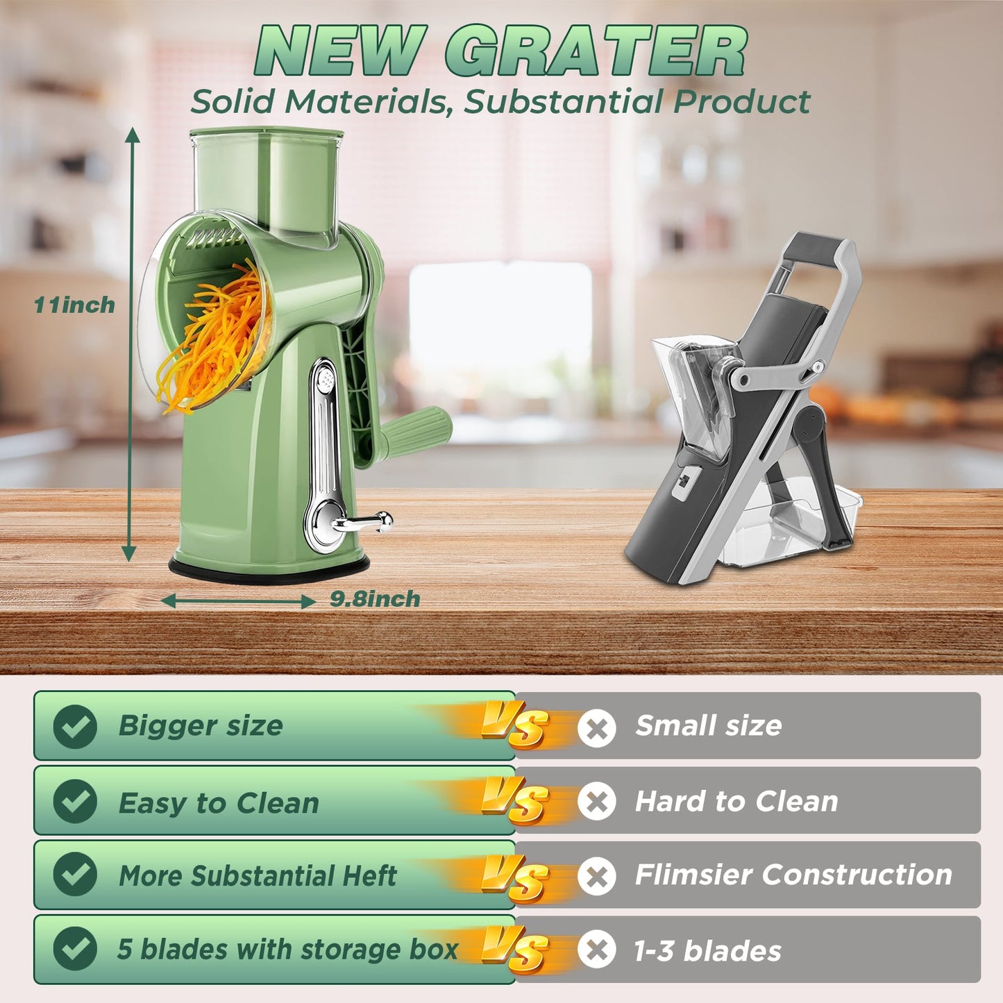 5 in 1 Rotary Cheese Grater Shredder