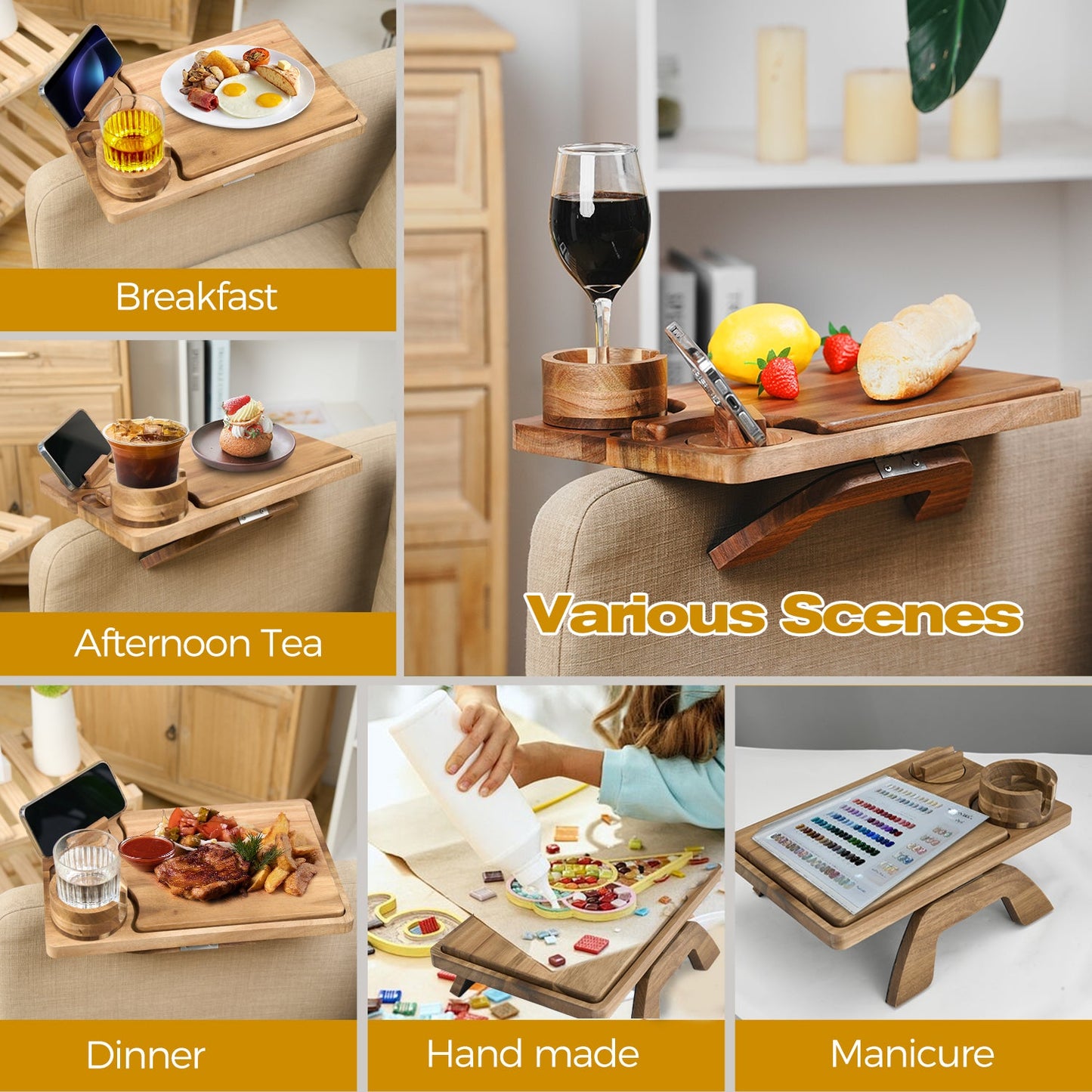 4-in-1 Couch Arm Table