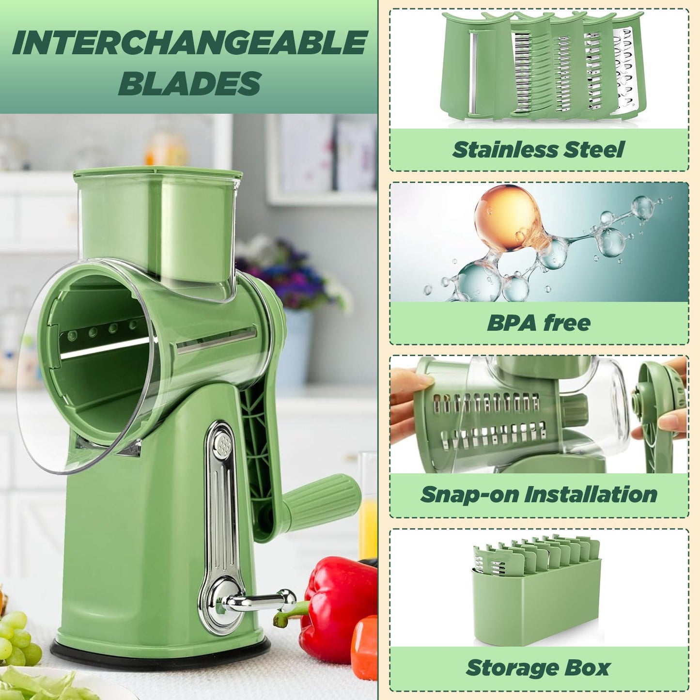 5 in 1 Rotary Cheese Grater Shredder