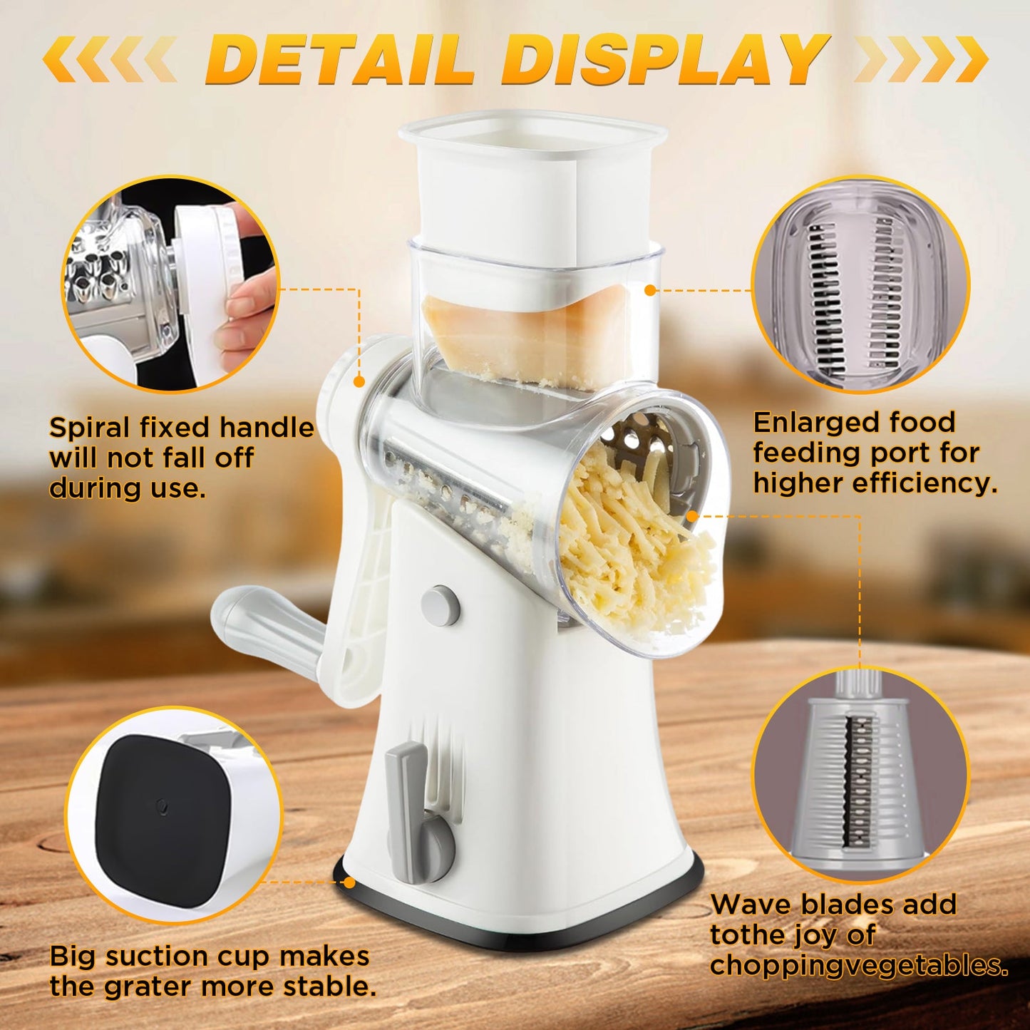 5 in 1 Rotary Cheese Grater Shredder