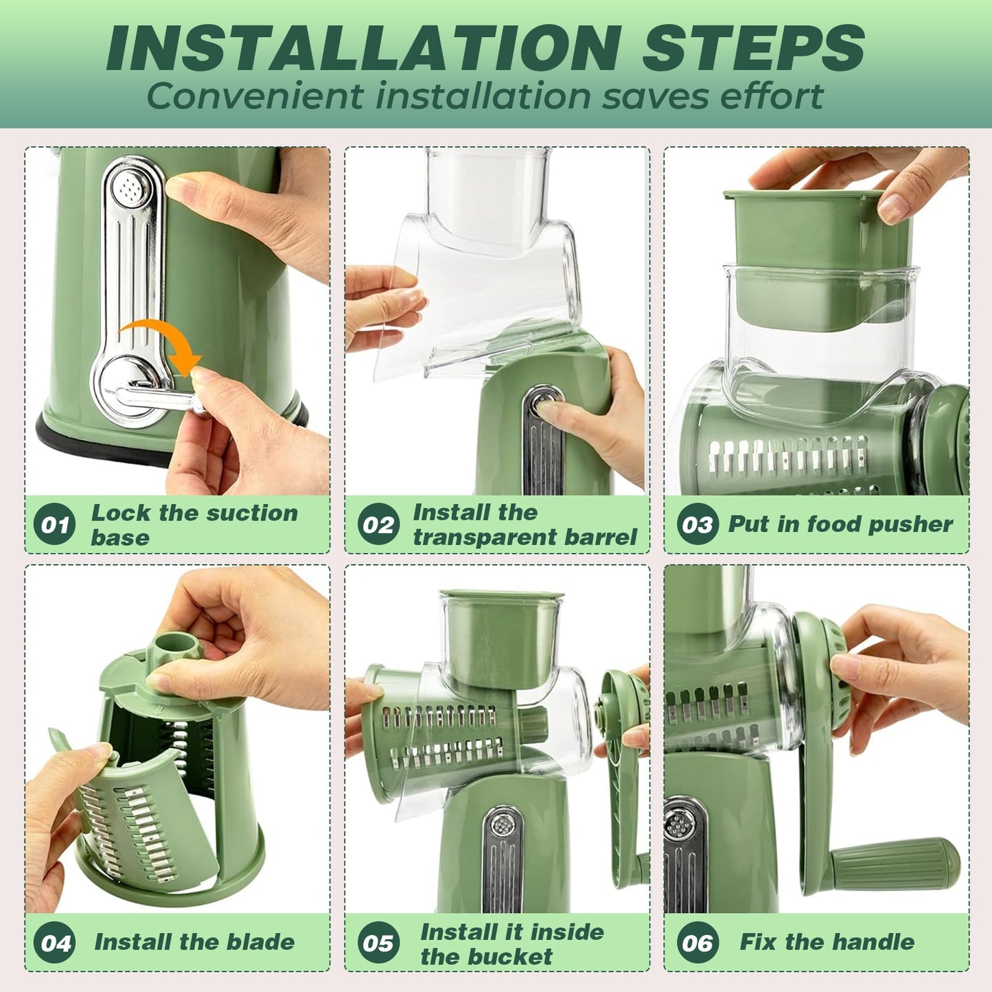 5 in 1 Rotary Cheese Grater Shredder